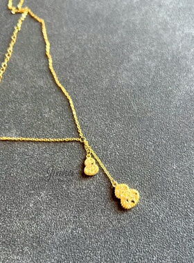 苗语木碎碎冰双葫芦项链