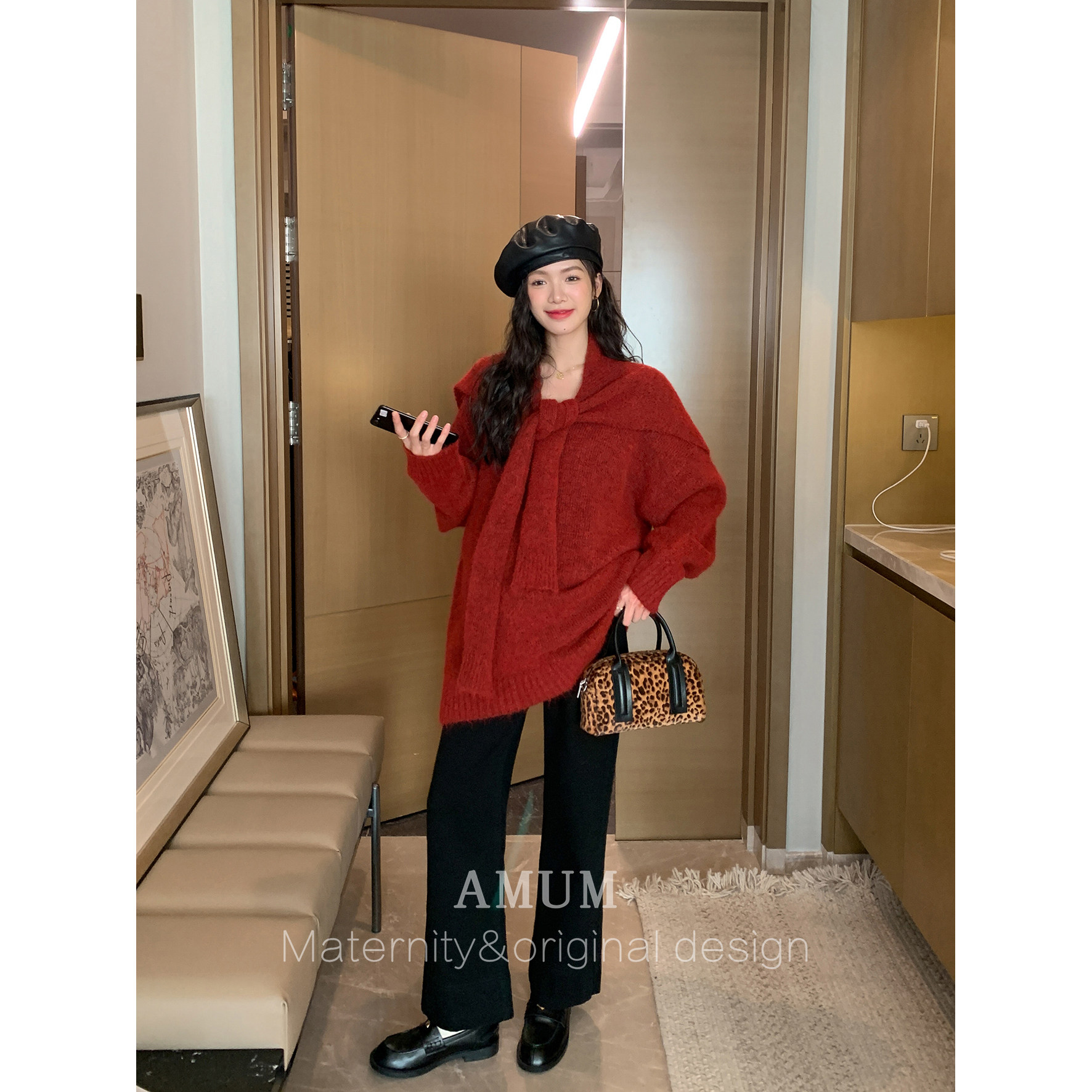 ◆AMUM孕妇装◆修腿型~小直筒加绒加厚拖腹显瘦复古阔腿牛仔裤,淘宝优惠券,粉丝福利购,淘宝优惠卷