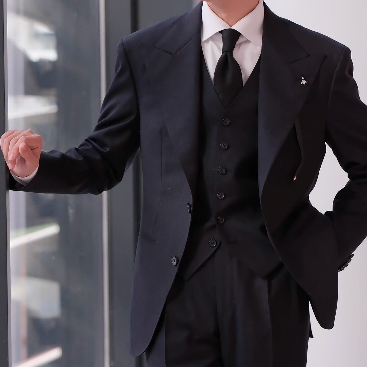 SEEKMITED藏蓝色暗纹V领背心修身羊毛男马甲,淘宝优惠券,粉丝福利购,淘宝优惠卷