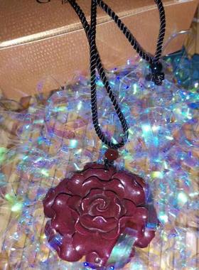 饰品礼物女款玫瑰花吊坠紫金砂