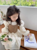 British NextElsa Womens Girls Internet Red Fried Street Dresses Baby Foreign Air Snowspun Long Sleeve Autumn Dress Princess Dress