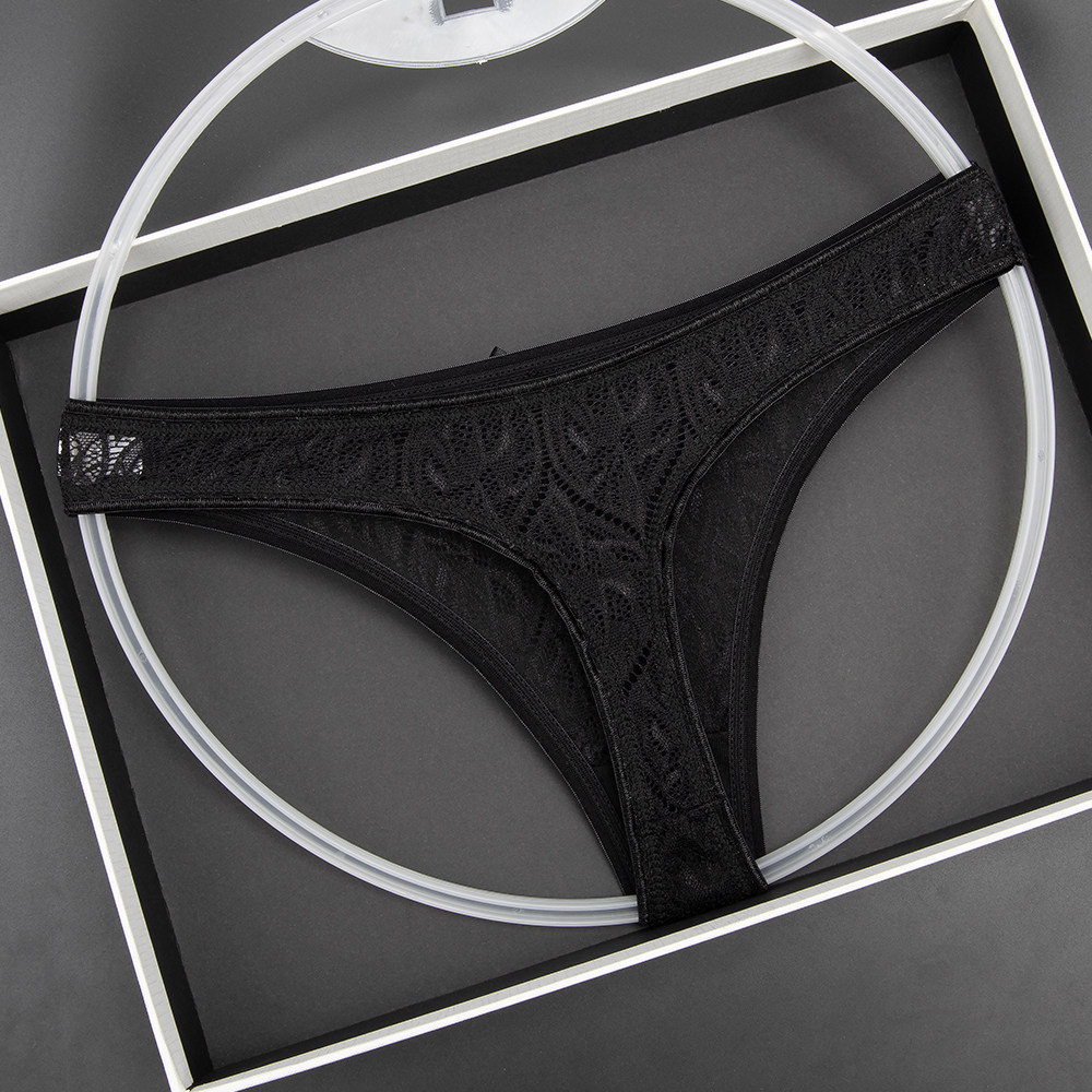 新款女士内衣蝴蝶结蕾丝镂空低腰性感丁字裤舒适裆部纯棉