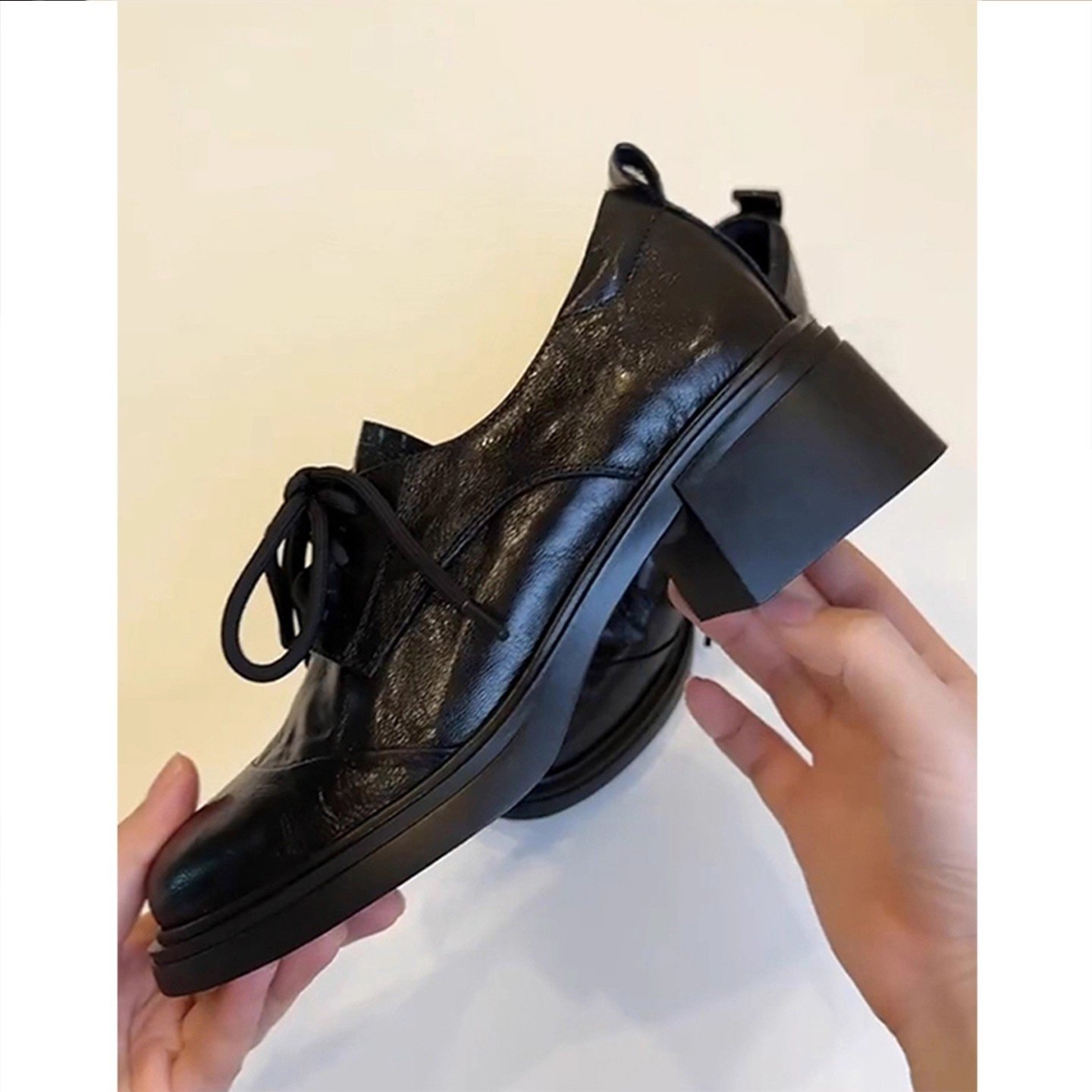 羊皮版~英伦风复古厚底乐福鞋女2026新款百搭圆头系带粗跟小皮鞋,淘宝优惠券,粉丝福利购,淘宝优惠卷