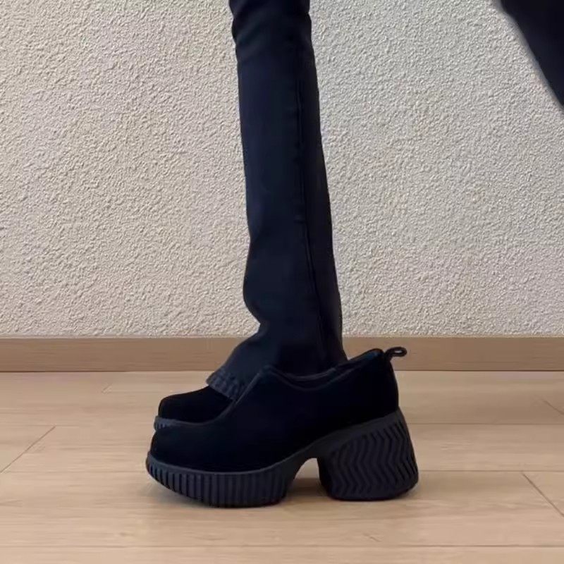 2026春秋新款气质复古厚底增高粗跟8cm百搭时尚深口一脚蹬单鞋女,淘宝优惠券,粉丝福利购,淘宝优惠卷