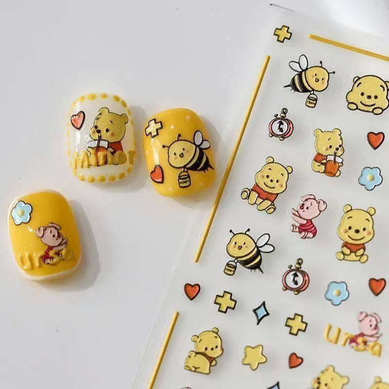 小熊可爱卡通美甲贴纸ins浮雕diy水杯笔杆指甲相机美甲彩绘贴纸,淘宝优惠券,粉丝福利购,淘宝优惠卷