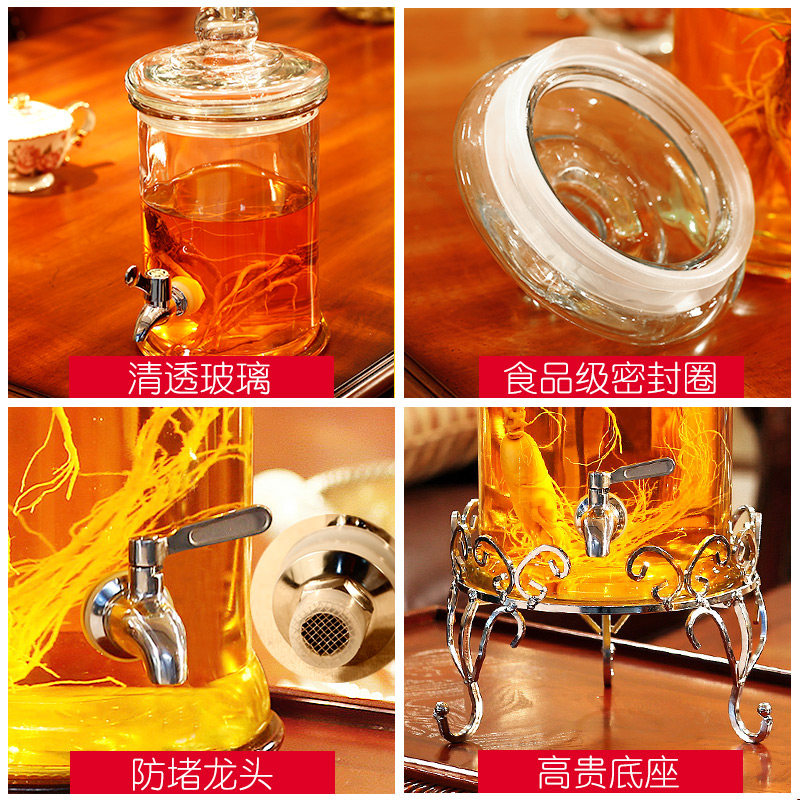 泡酒玻璃瓶带龙头5斤10斤酿酒泡酒瓶密封罐加厚透明药酒坛子家用,淘宝优惠券,粉丝福利购,淘宝优惠卷