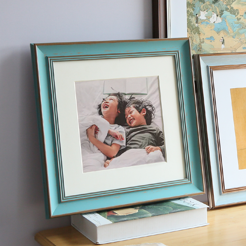 正方形画框复古做旧相框框架装裱框外框25 30 40cm50油画展示摆挂 - 图3