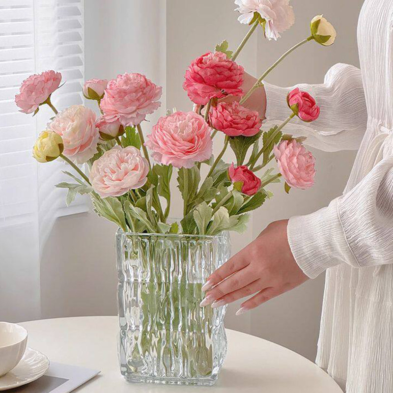 露莲仿真花假花摆设花束客厅餐桌装饰品花艺摆件洋牡丹花高档插花