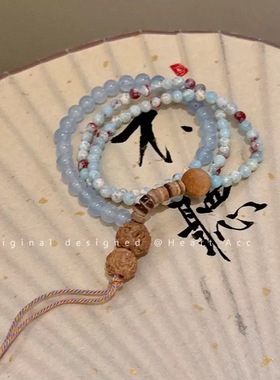 禅意古风蝴蝶结双层琉璃串珠手链女新中式超仙甜美简约学生