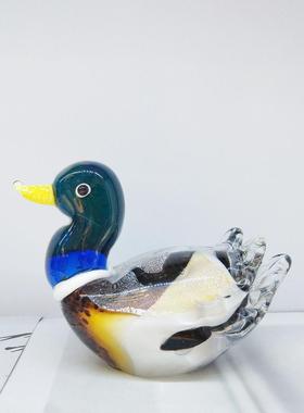 可爱田园琉璃鸳鸯好寓意绿头鸭书房高级摆件桌面小众鸭子装饰品