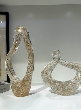 现代轻奢样板间售楼处手工琉璃抽象艺术摆件公司高档软装饰品摆件