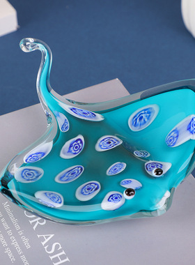 地中海风格琉璃鳐鱼海星海洋动物装饰摆件蓝色家居手工艺术品鱼缸