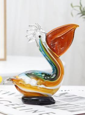 可爱天鹅鹈鹕巨嘴鸟动物琉璃装饰摆件家居客厅书房艺术品工艺品
