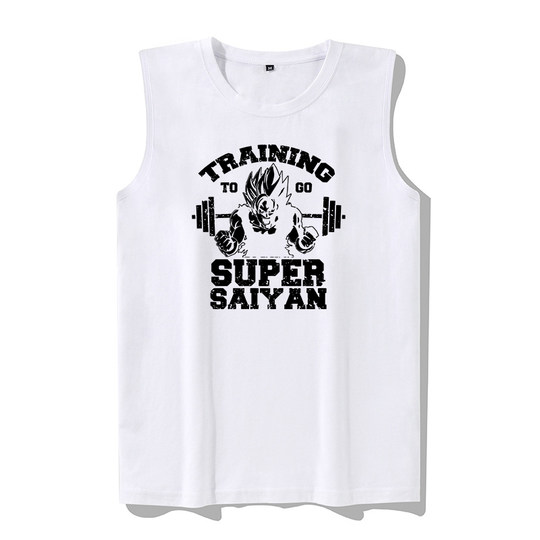 孙悟空超级赛亚人健身房撸铁训练锻炼身体无袖T恤纯棉运动汗背心