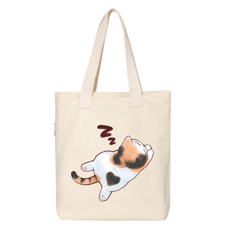 三花猫大橘暹罗猫睡觉猫单肩包斜跨托特包女帆布包背包大容量书包,淘宝优惠券,粉丝福利购,淘宝优惠卷