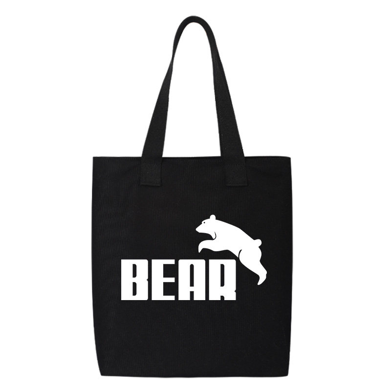 秀洛恶搞bear北极熊学生单肩斜挎包手提袋帆布包背包托特包大容量,淘宝优惠券,粉丝福利购,淘宝优惠卷
