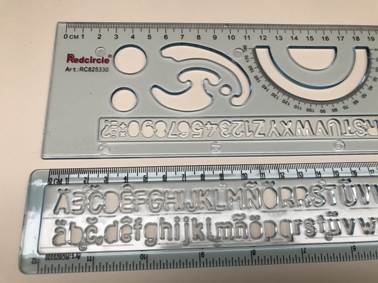 英文字母绘图模板数学数字几何模板30厘米直尺制图设计镂空符号尺