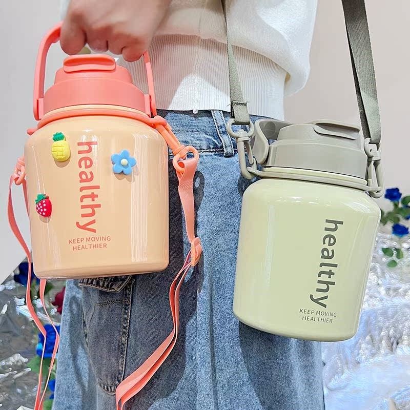 大肚杯水杯保温杯女生高颜值大容量316不锈钢吸管保冷热水壶杯子,淘宝优惠券,粉丝福利购,淘宝优惠卷