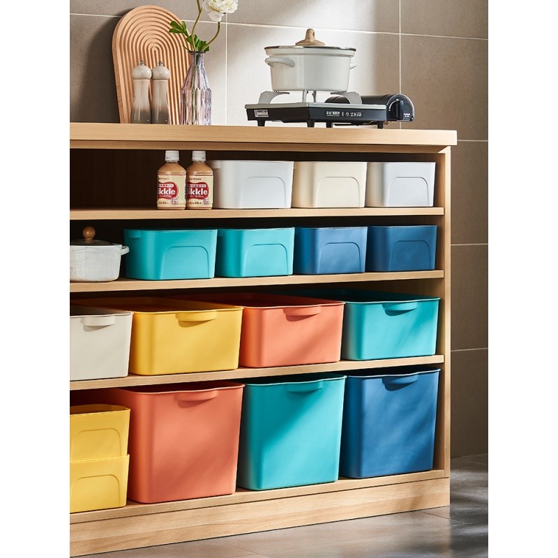 杂物收纳盒塑料收纳箱家用卧室整理箱桌面筐子有盖衣服储物篮无盖 - 图1