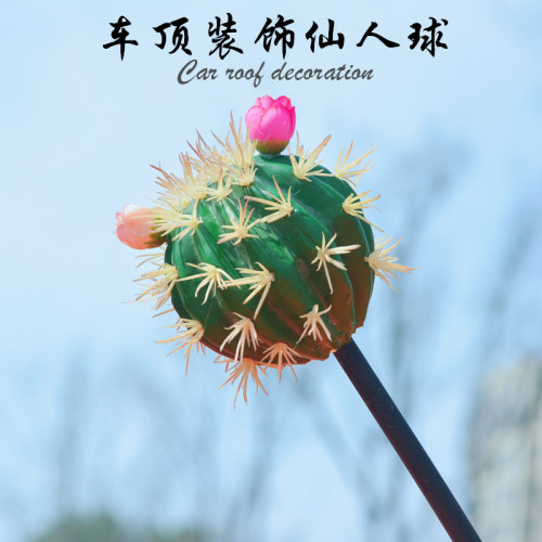 汽车改装车顶装饰仿真带花仙人球车身外饰品天线球车贴玩偶天线球 - 图1