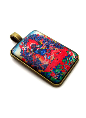 YC2334新款古青铜藏地吉祥天母唐卡合金佛牌吊坠法会结缘饰品挂牌