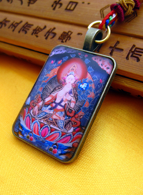 YC231新款古青铜藏地白度母唐卡合金佛牌吊坠法会结缘饰品小挂牌