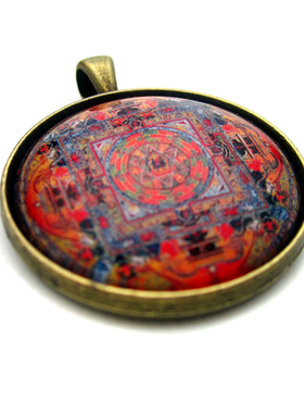 YC6345精品空行母坛城唐卡古青铜合金佛牌吊坠藏地法会结缘挂坠