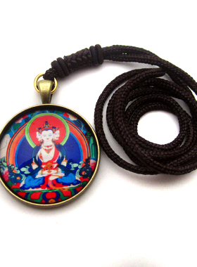 YC6320精品大日如来唐卡古青铜合金佛牌吊坠藏地法会结缘小挂坠