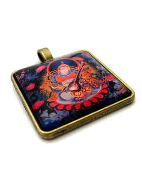 YC3016精品东方持国天王古青铜合金唐卡佛牌吊坠藏地法会结缘挂坠