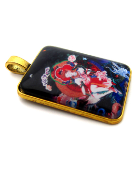 YC23A3新款白度母唐卡古金铜合金佛牌项链藏地法会结缘小吊坠定制