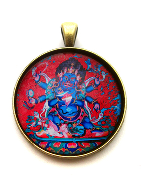 YC6304精品六臂玛哈嘎拉唐卡佛牌吊坠藏地法会结缘饰品定做图案
