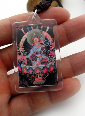 YC311新款透明亚克力藏地法会佛牌绿度母莲师双面唐卡像吊坠定制
