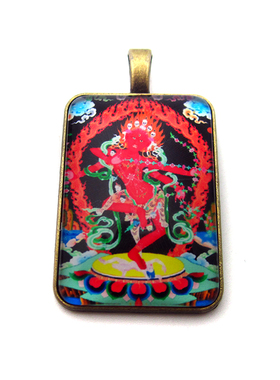 YC2389新款古青铜藏地作明佛母唐卡合金佛牌吊坠法会结缘饰品挂牌