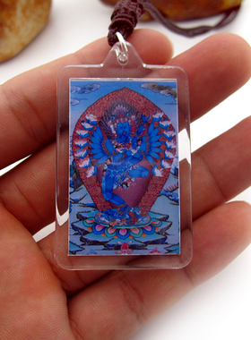 YC316透明亚克力藏地法会佛牌萨迦法王喜金刚唐卡双面像吊坠定制