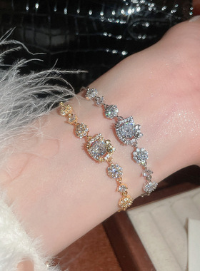 Me物论 18k金电镀锆石Kitty熊手链精致奢华百搭日常重工超闪手饰