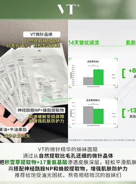 韩国VT微针精华面膜两部曲积雪草细腻保湿细腻毛孔控嫩肤100针