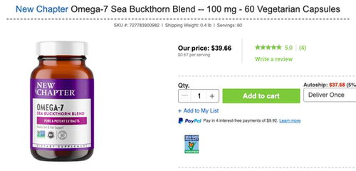 New Chapter新章Omega7植物沙棘sea油buckthorn欧米伽7皮肤健康60 - 图2