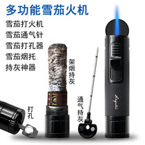  Multifunction Cigar Lighter Cigar Vent Needle Punch Hole Instrumental Cigar Stand Single Fire Straight windproof