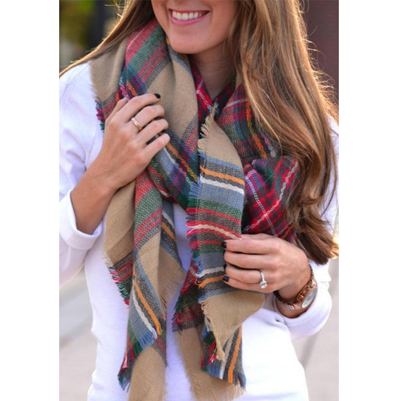 欧美经典英伦绿色格子围巾女秋冬文艺保暖柔软三角巾披肩围巾两用,淘宝优惠券,粉丝福利购,淘宝优惠卷