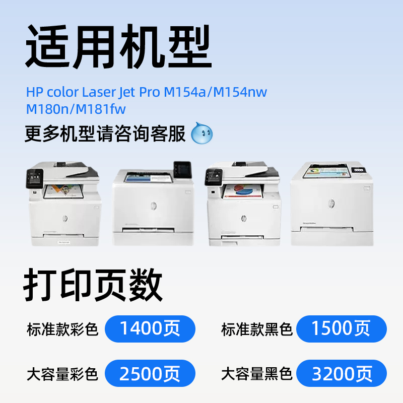 捷能适用惠普m154a硒鼓m154nw m181fw彩色激光打印机易加粉墨盒cf510a 204a粉盒惠普m180n硒鼓粉盒205A - 图0