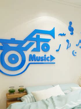 音乐活动中心娱乐室3d亚克力立体墙贴钢琴室房间布置背景墙面装饰