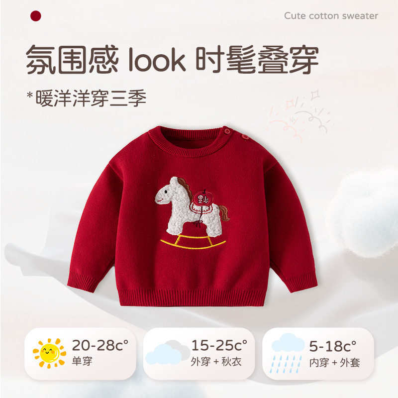 品牌撤柜折扣儿童喜庆过年服男女童毛衣秋冬宝宝拜年服洛丽塔上衣,淘宝优惠券,粉丝福利购,淘宝优惠卷