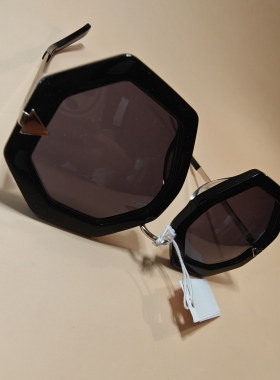 美国调货KarenWalker黑色八边形镜框太阳镜墨镜女