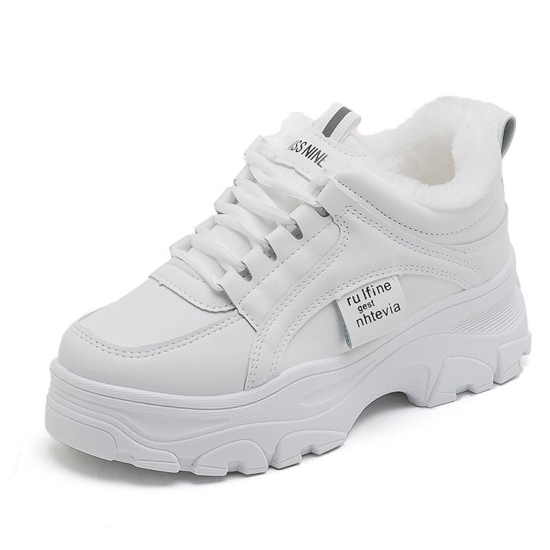 厚底老爹鞋女款2025新款秋冬季加绒女鞋子百搭小白休闲增高运动鞋 - 图3