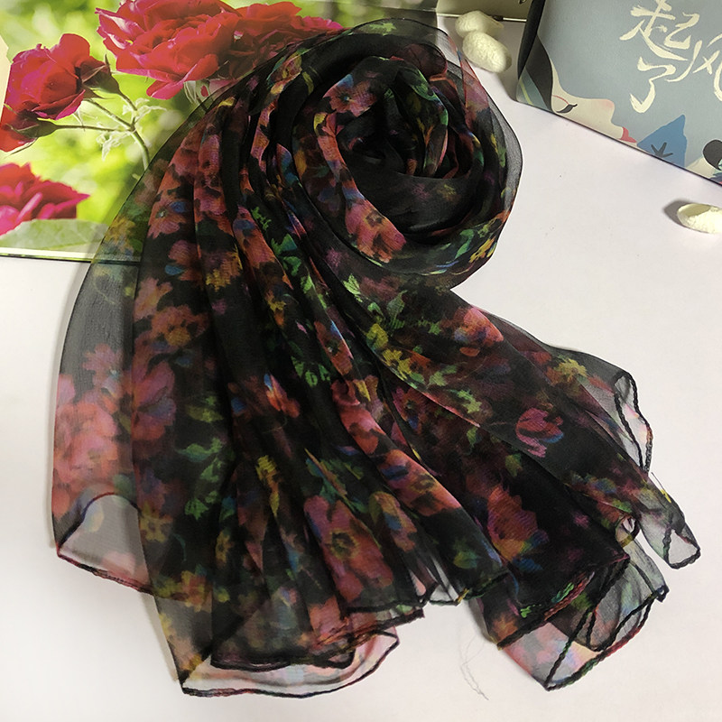 春秋夏季长丝巾女2025新款真丝女士围巾桑蚕丝披肩护脖子防晒纱巾