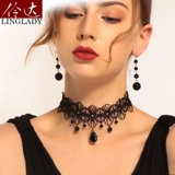 Черный чокер, ожерелье, элегантная короткая цепочка до ключиц в форме капли, в цветочек, простой и элегантный дизайн