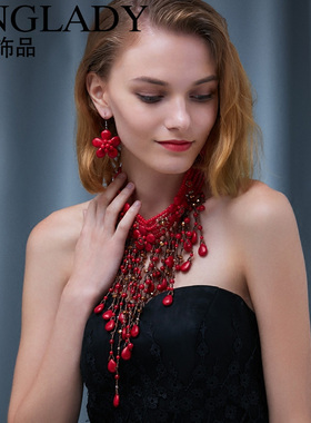 欧美短款项链夸张个性流苏颈链