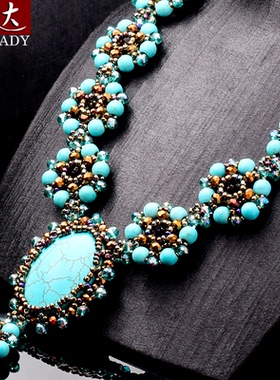 伶达饰品原创设计手工项链蓝色