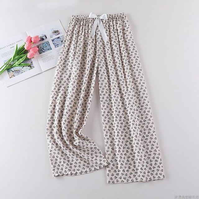 Pajama pants for women's summer pure cotton silk thin style can be worn on the outside