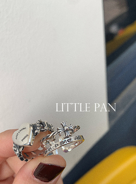 925纯银做旧复古重工黑色戒指